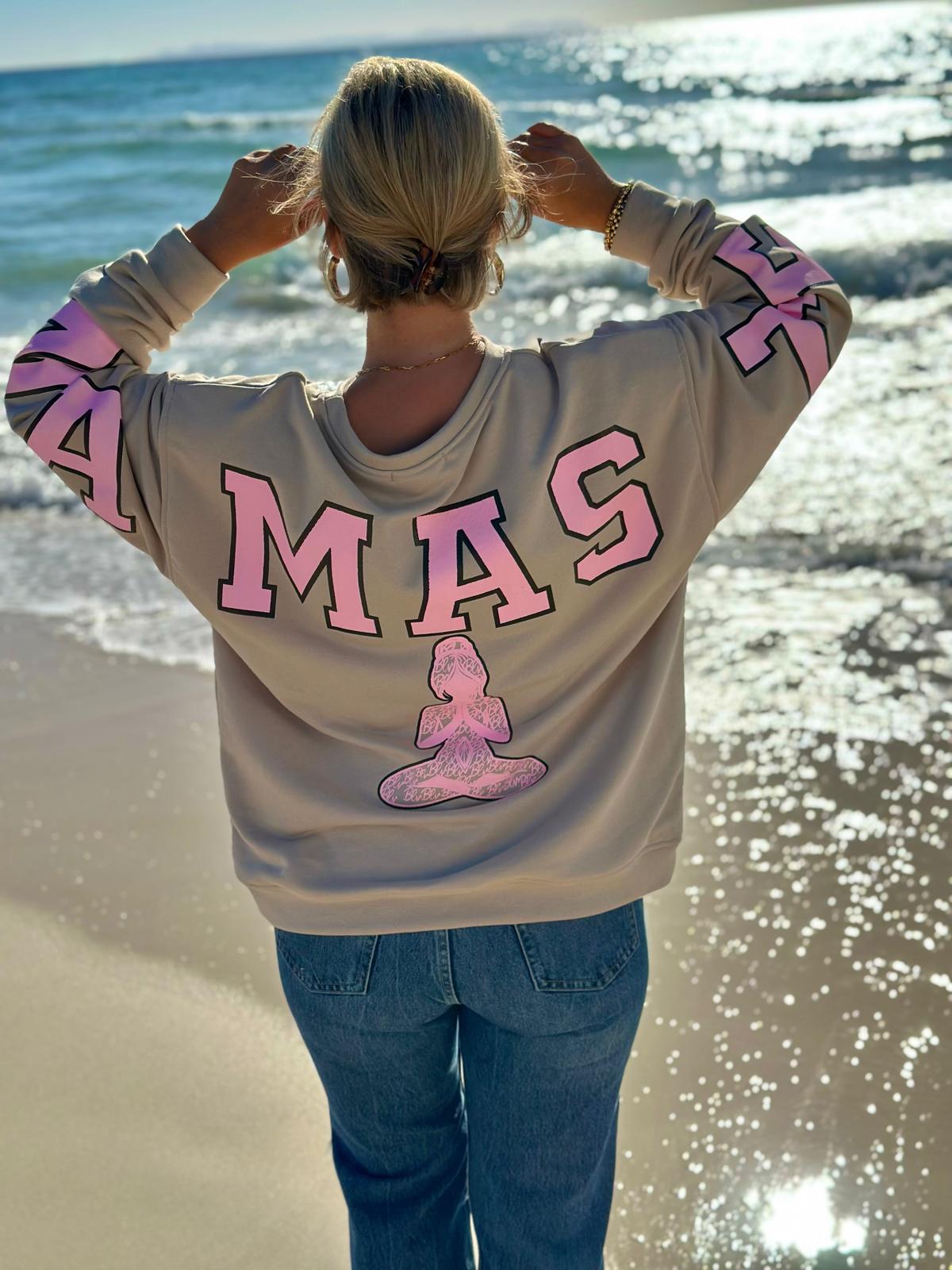 NAMASTE Statement Sweatshirt – Soft Taupe