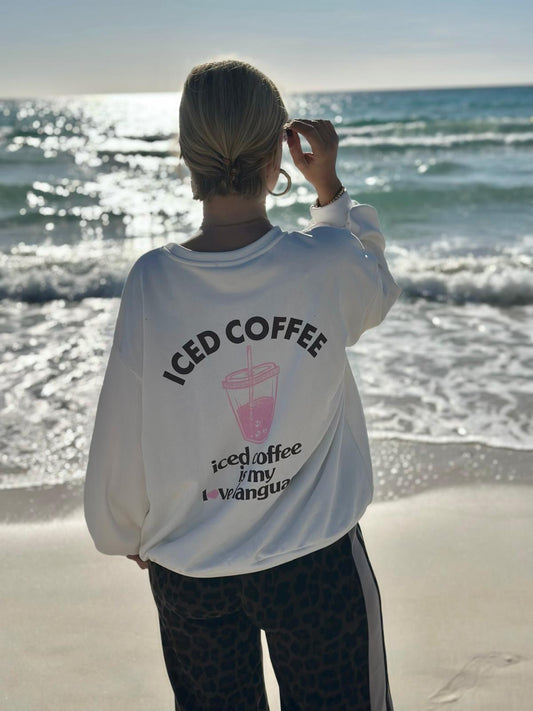 Sweatshirt „Iced Coffee is my Love Language“ – Cozy Chic in Weiß