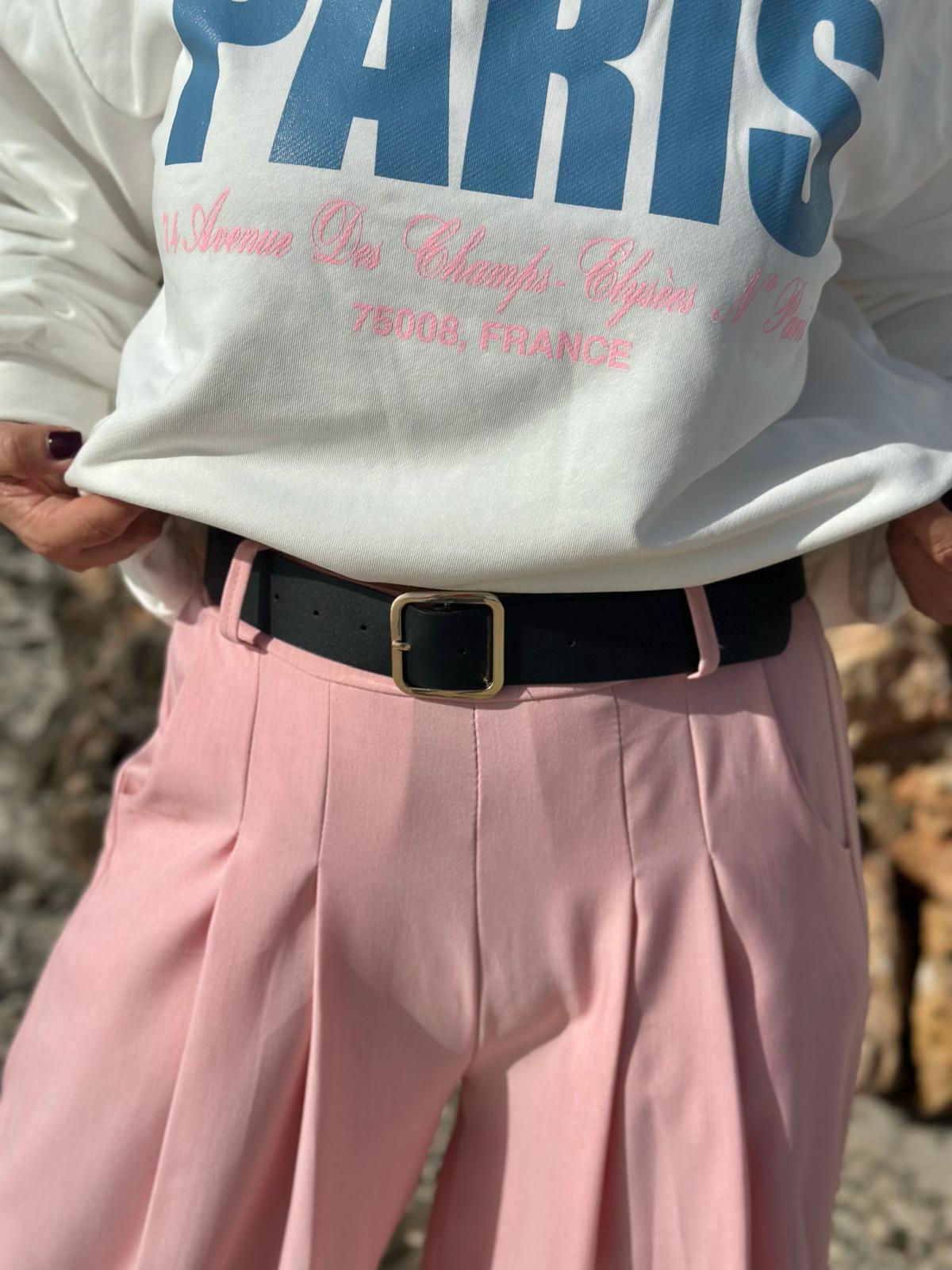 Easy Glam – Fließende High-Waist-Hose in Rosé