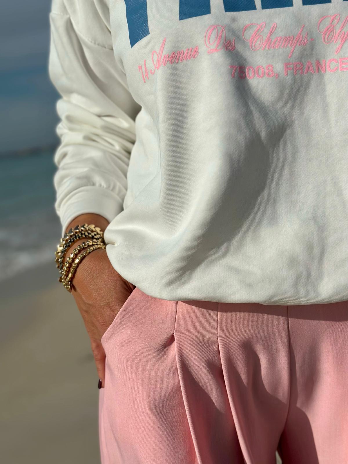 Easy Glam – Fließende High-Waist-Hose in Rosé