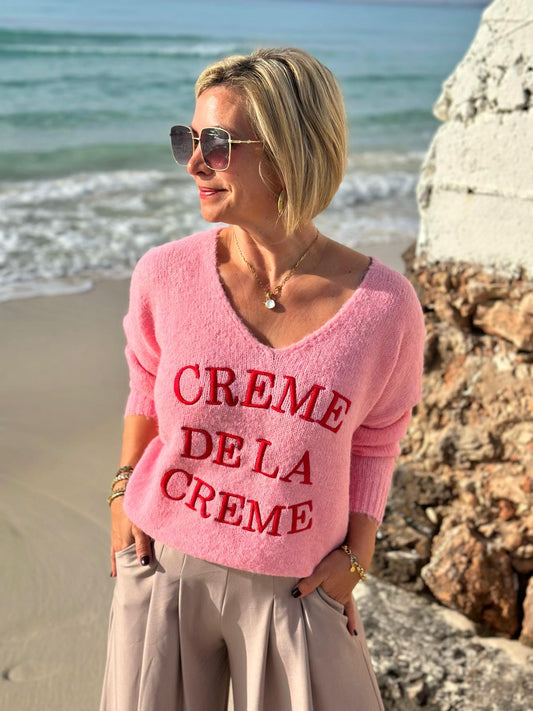 Crème de la Crème – Strickpullover mit Statement-Stick in LIGHT ROSÈ