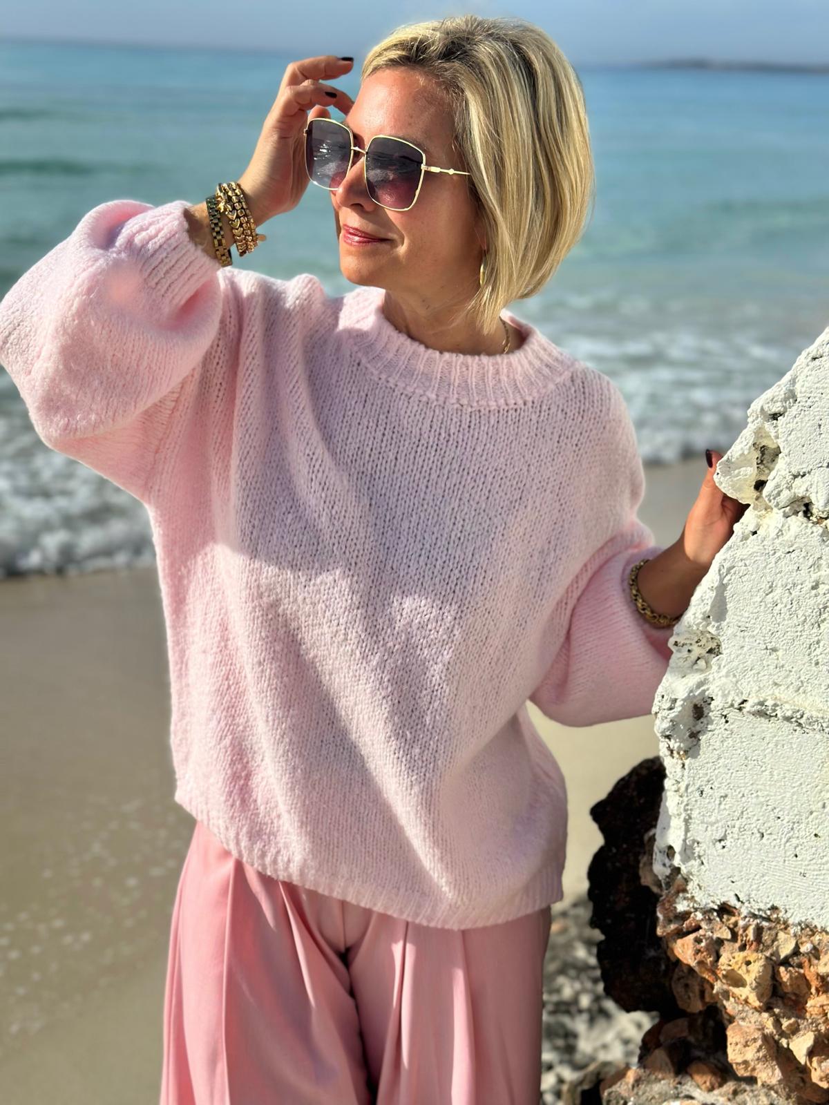 Mommy – Strickpullover mit Statement-Rücken in Rosé