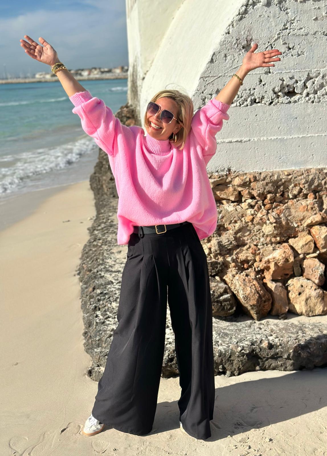 Feel Good Knit – Rollkragenpullover in Pink