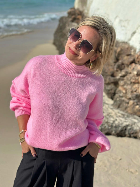 Feel Good Knit – Rollkragenpullover in Pink