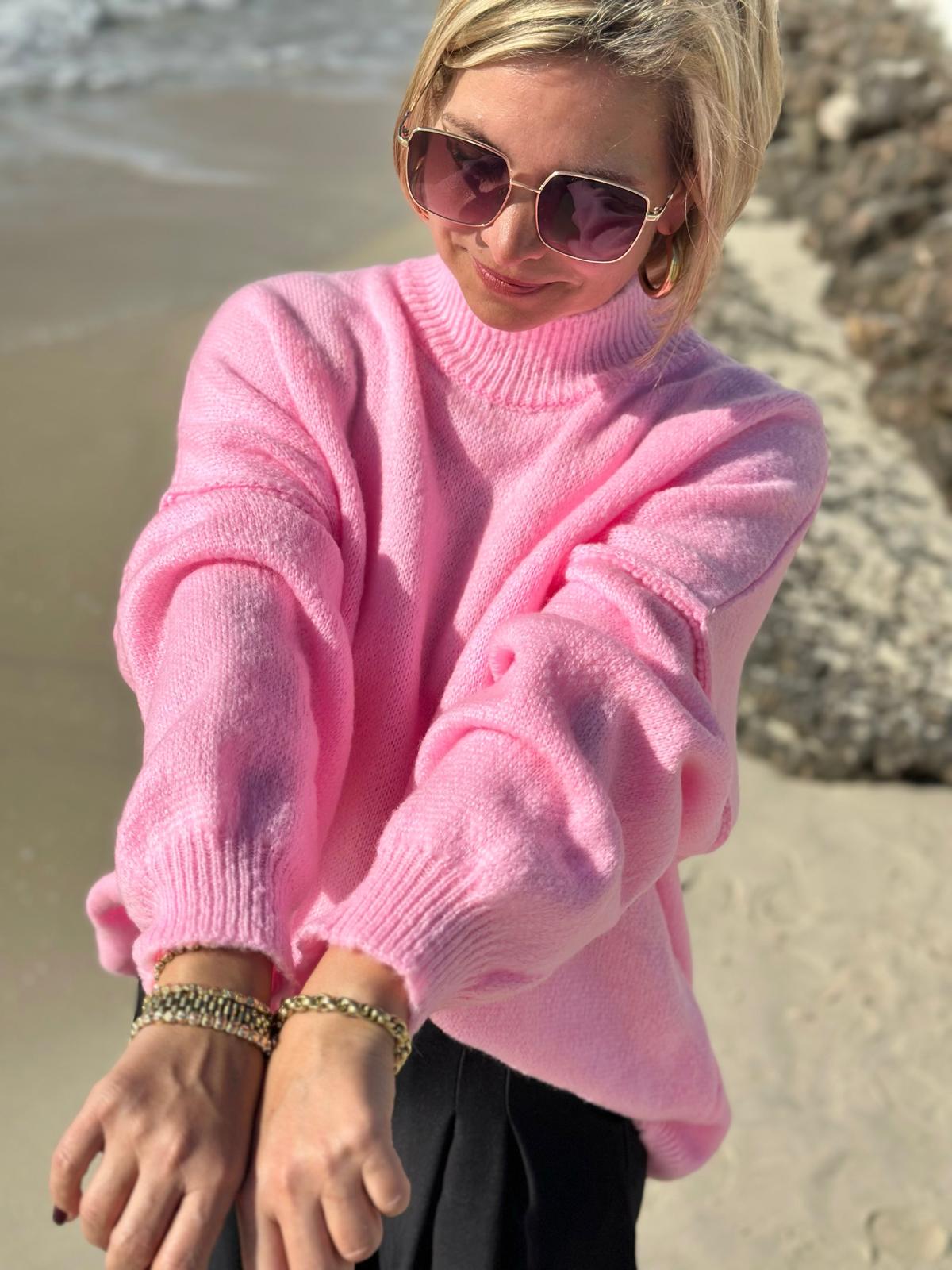 Feel Good Knit – Rollkragenpullover in Pink