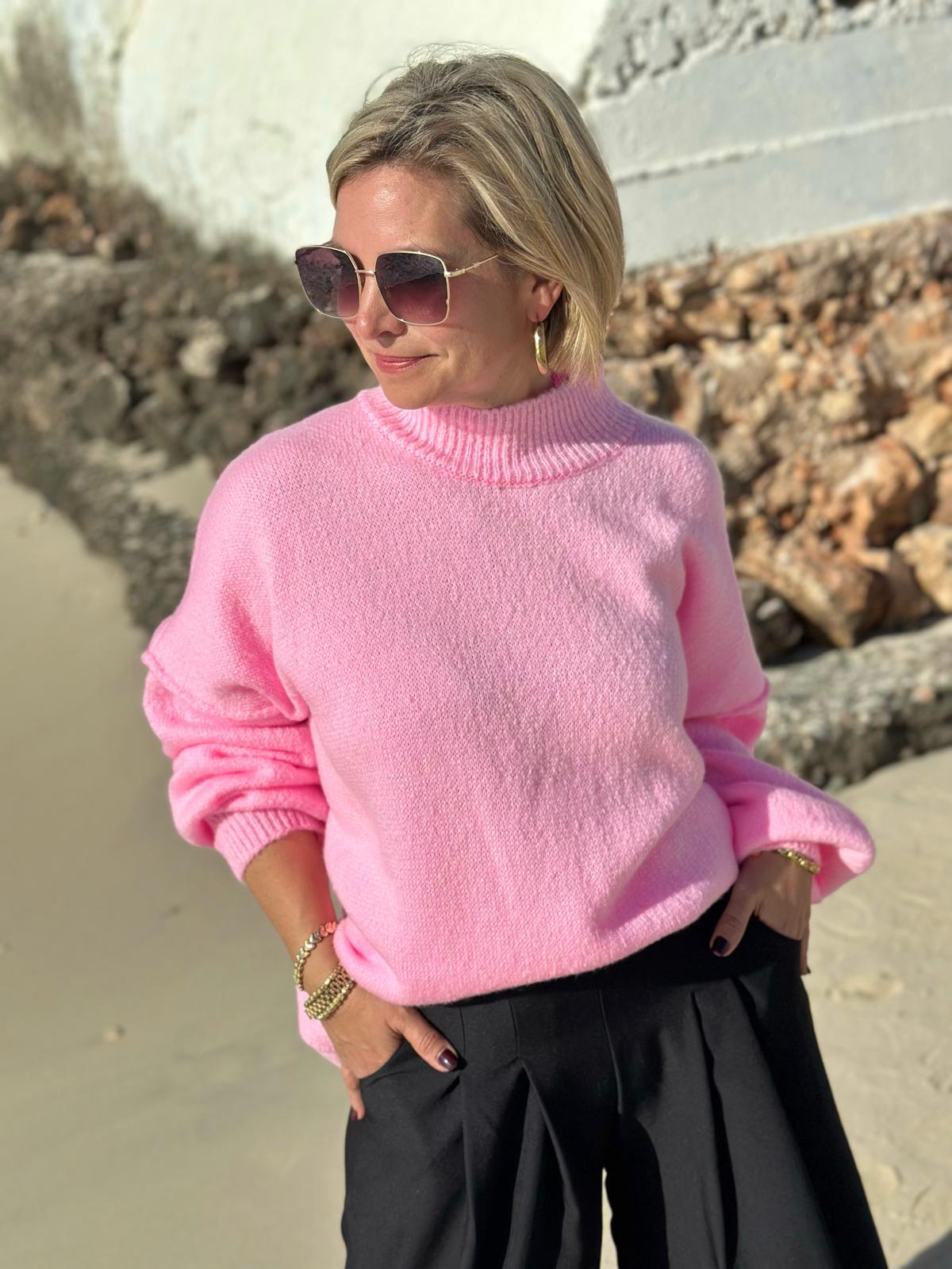 Feel Good Knit – Rollkragenpullover in Pink