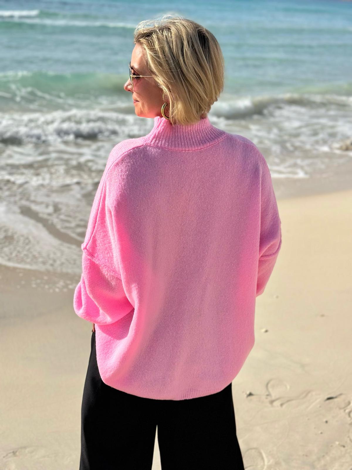 Feel Good Knit – Rollkragenpullover in Pink