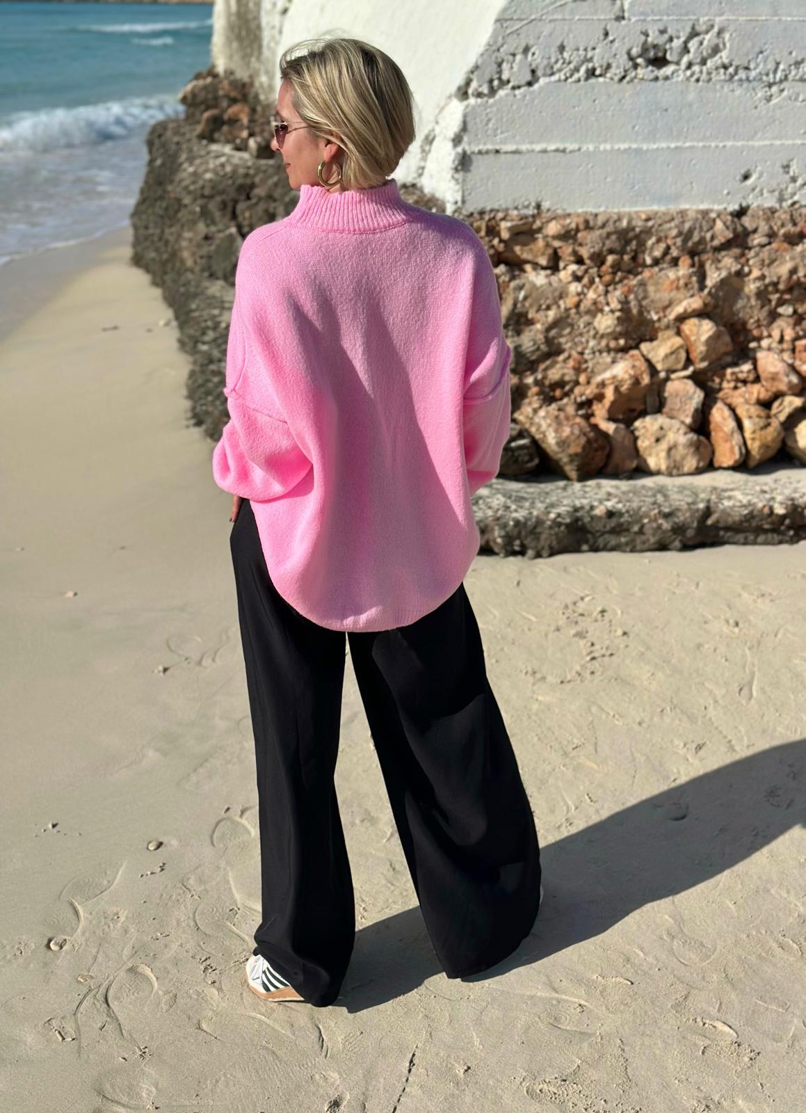 Feel Good Knit – Rollkragenpullover in Pink