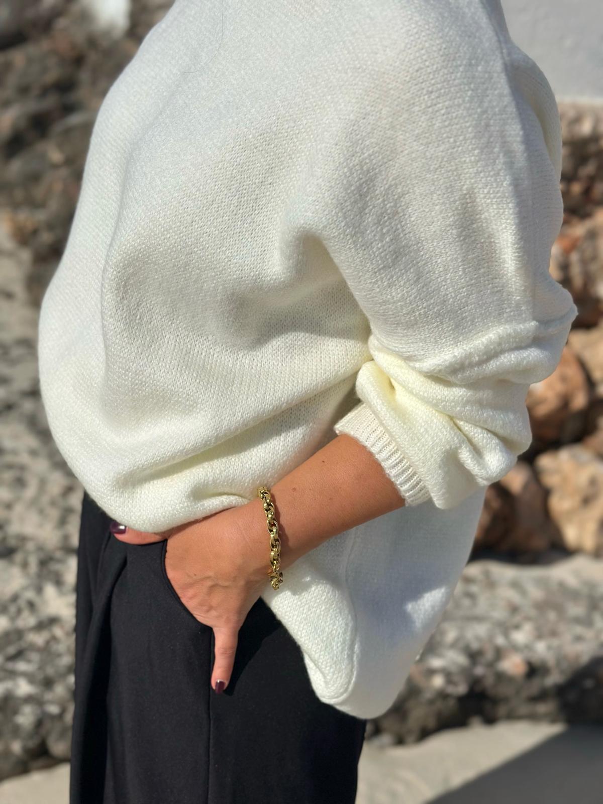 Feel Good Knit – Rollkragenpullover in Weiß