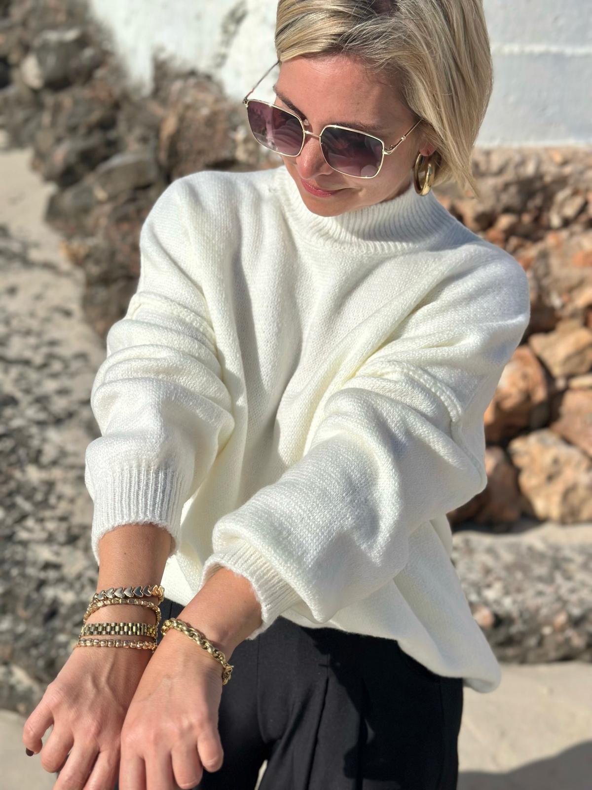 Feel Good Knit – Rollkragenpullover in Weiß