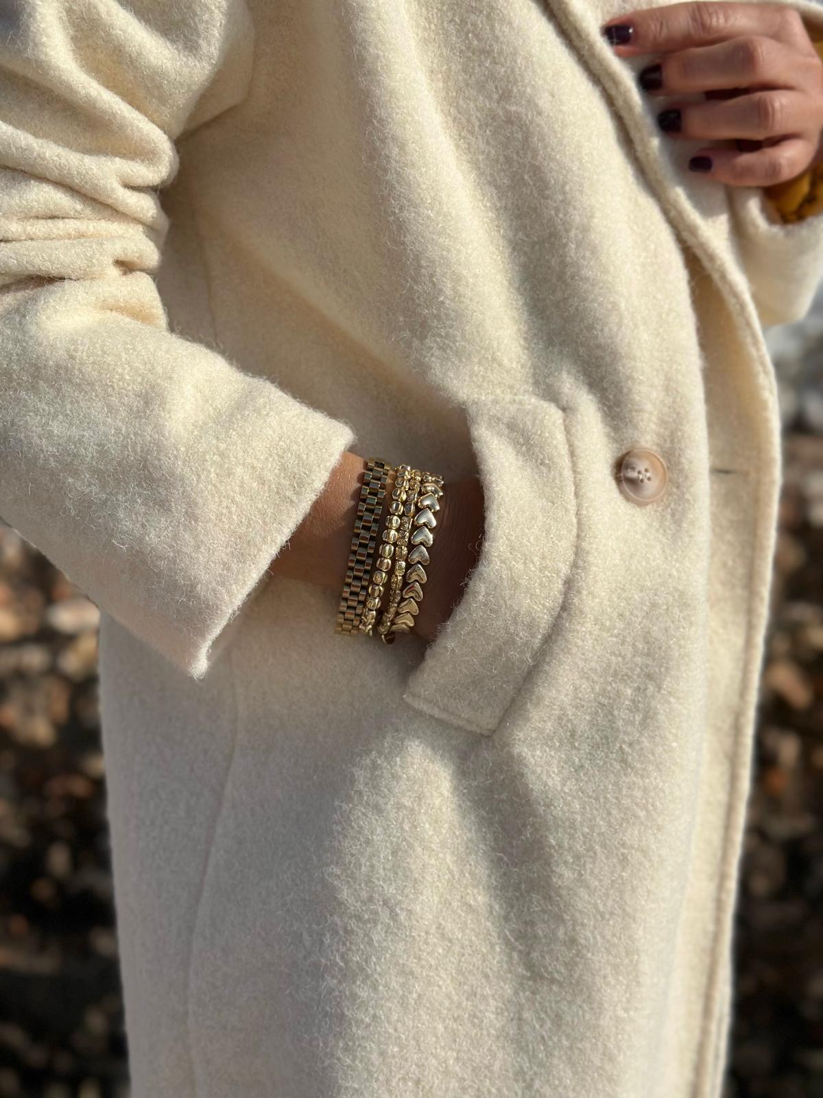 Eleganter Wollmantel in Creme