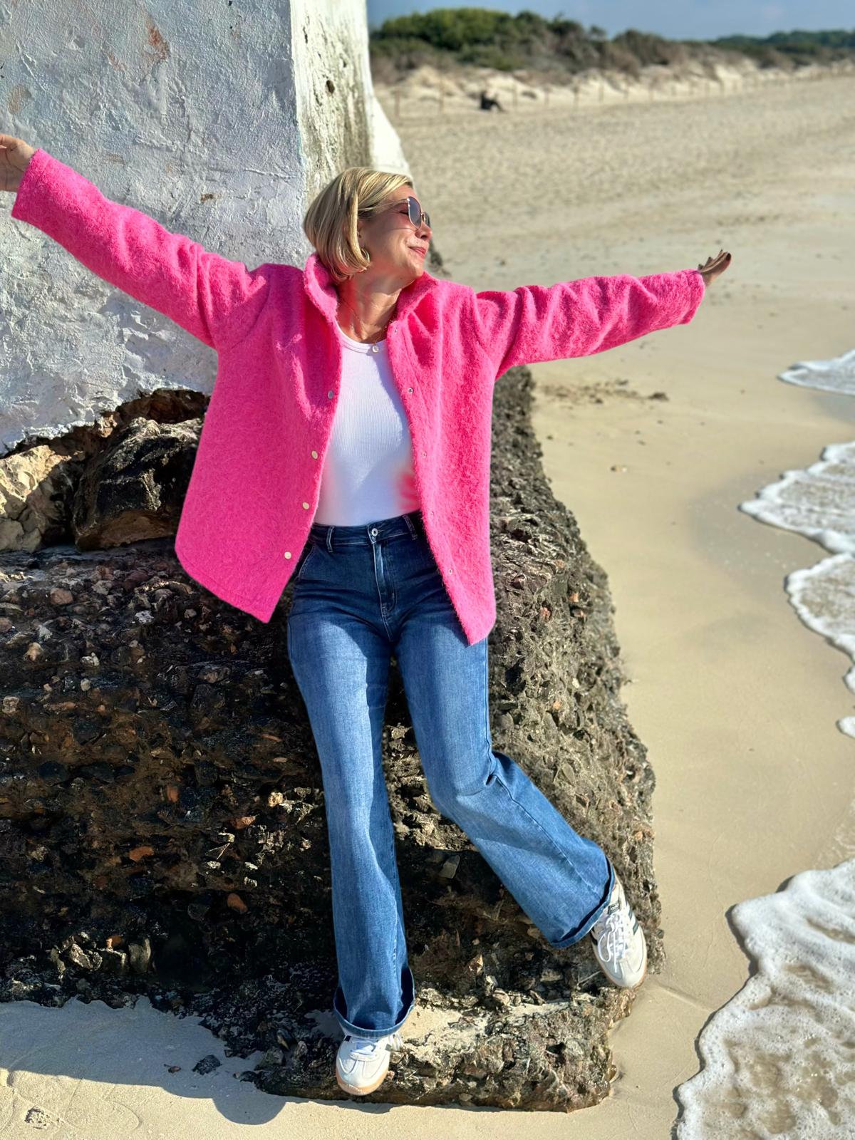 Soft Touch Jacke in Knallpink