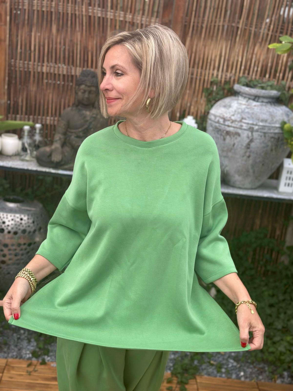 Soft Flow Wohlfühl-Pullover in Apfelgrün