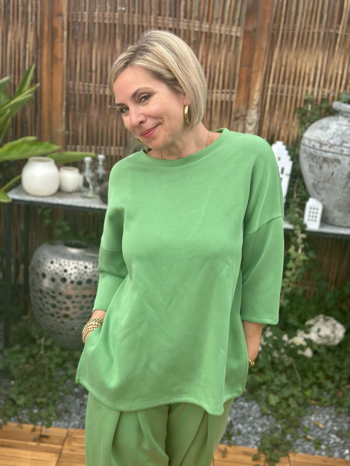 Soft Flow Wohlfühl-Pullover in Apfelgrün