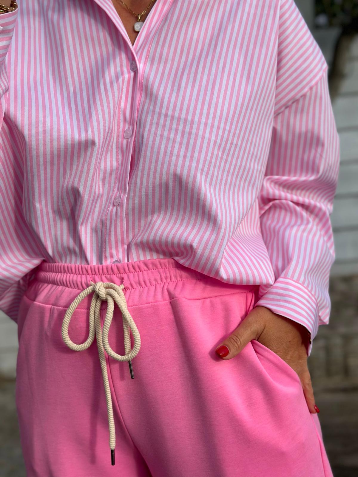 Stylische Streifenbluse "LOVE" in Pink