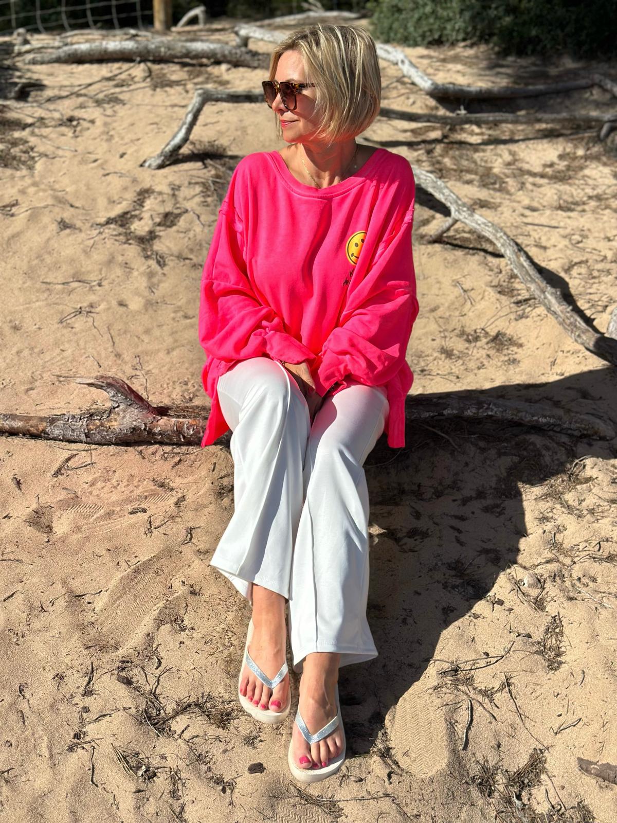 Smile Statement Sweatshirt „Keep it Simple & Balanced“ – NEON PINK