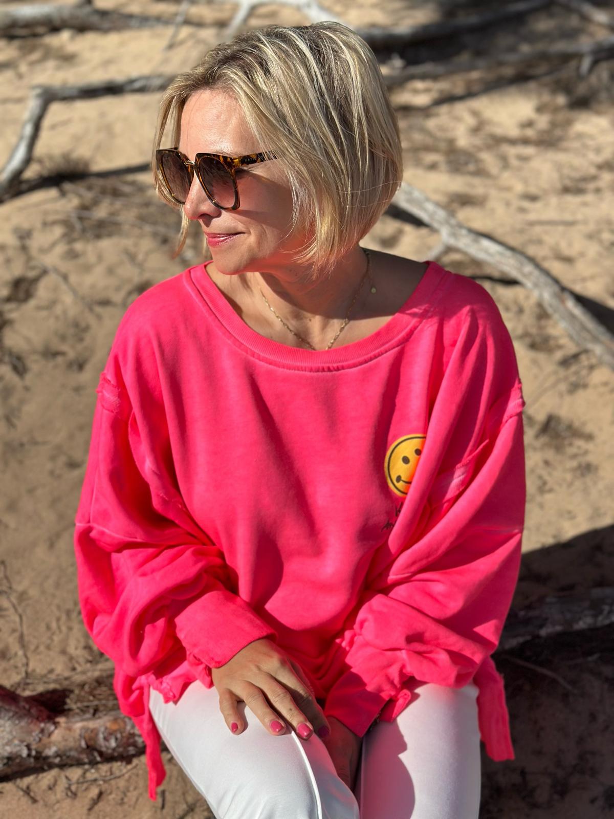 Smile Statement Sweatshirt „Keep it Simple & Balanced“ – NEON PINK
