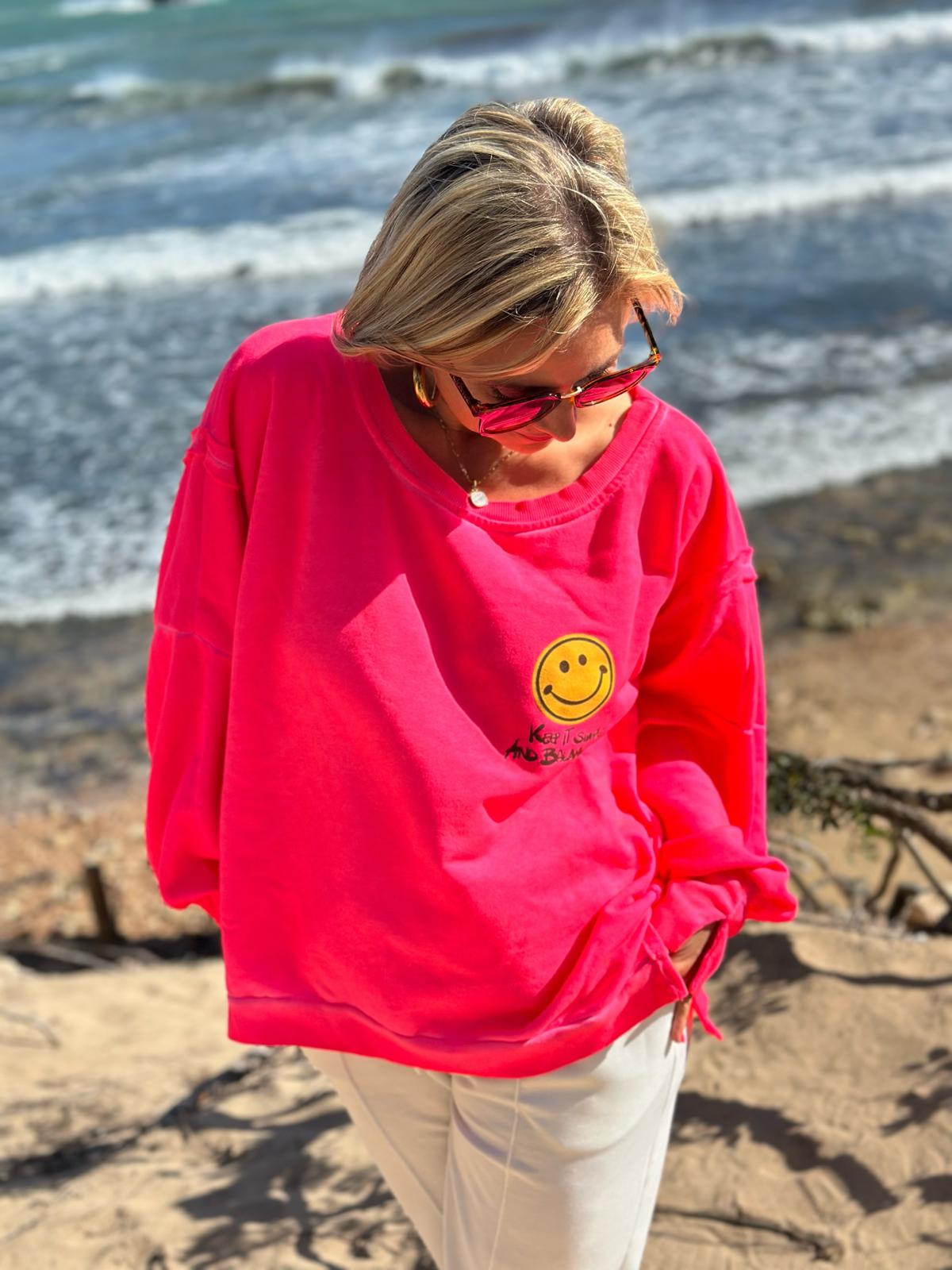 Smile Statement Sweatshirt „Keep it Simple & Balanced“ – NEON PINK