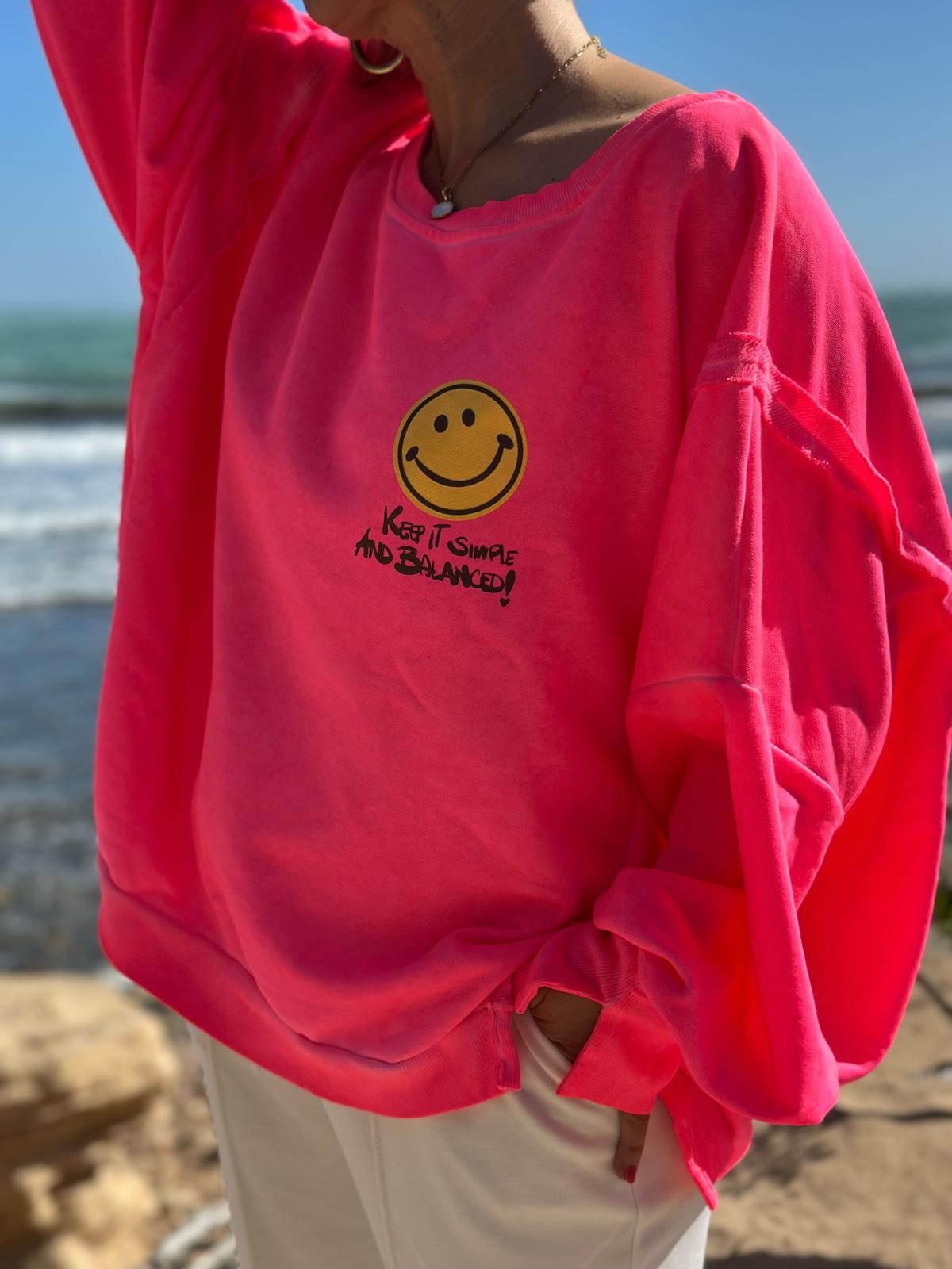 Smile Statement Sweatshirt „Keep it Simple & Balanced“ – NEON PINK