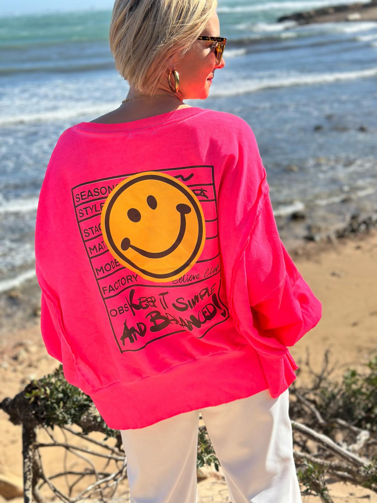 Smile Statement Sweatshirt „Keep it Simple & Balanced“ – NEON PINK