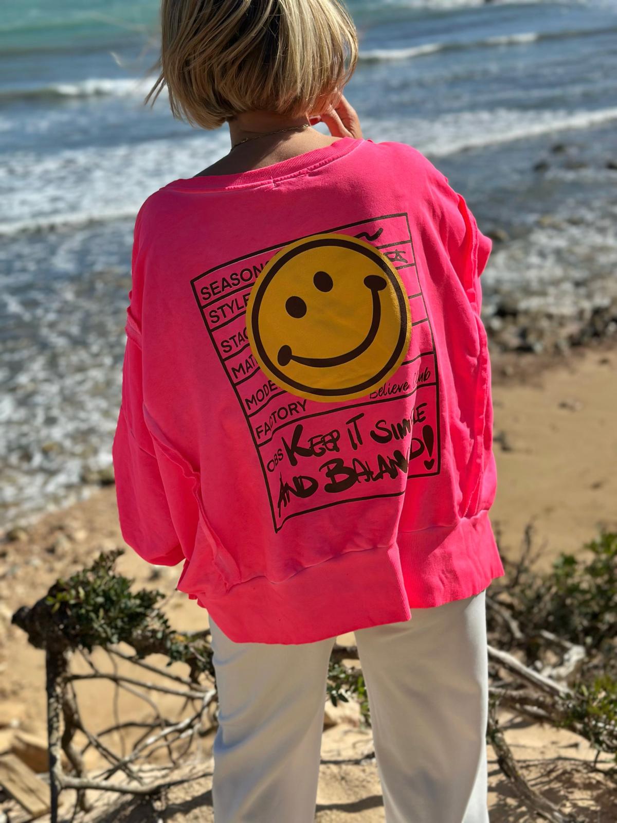 Smile Statement Sweatshirt „Keep it Simple & Balanced“ – NEON PINK