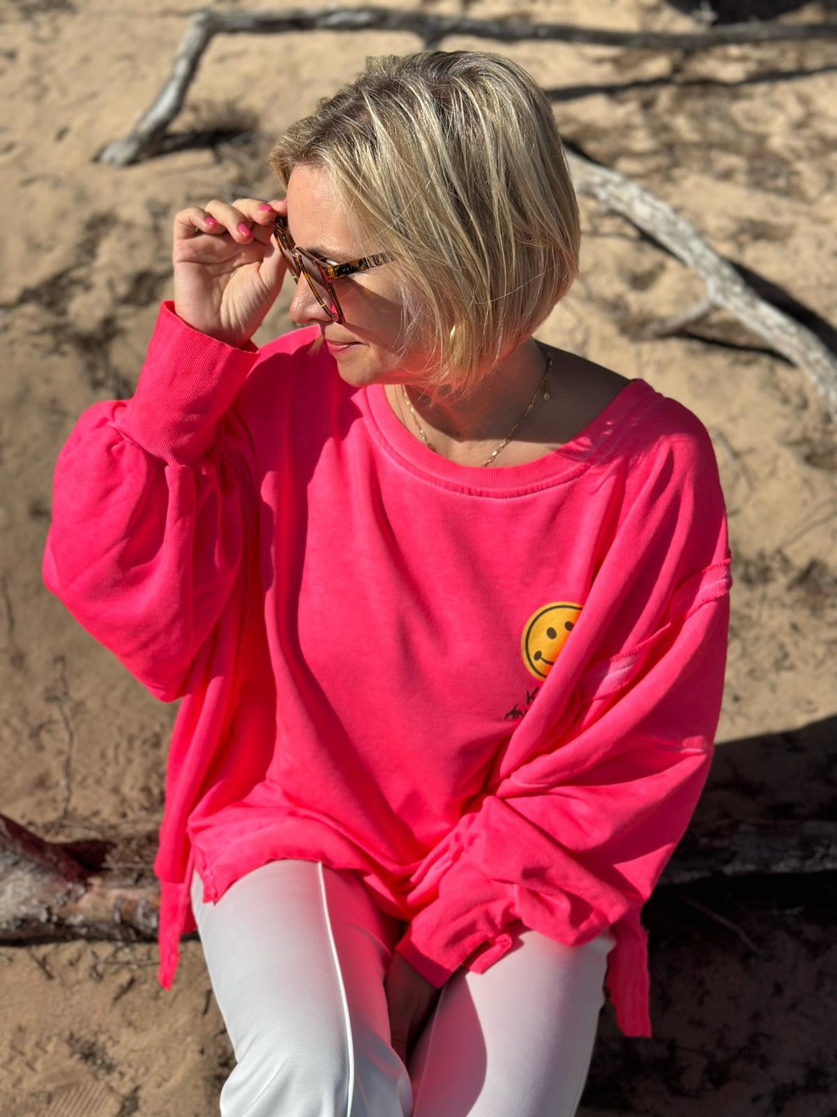 Smile Statement Sweatshirt „Keep it Simple & Balanced“ – NEON PINK