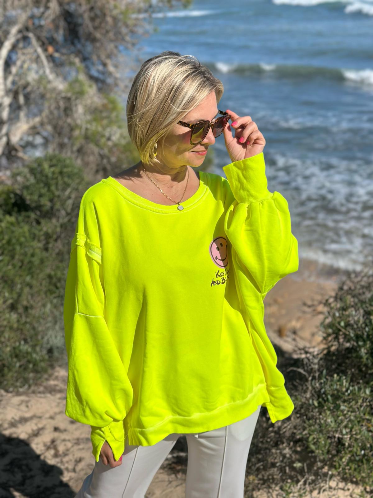 Smile Statement Sweatshirt „Keep it Simple & Balanced“ – NEON GELB