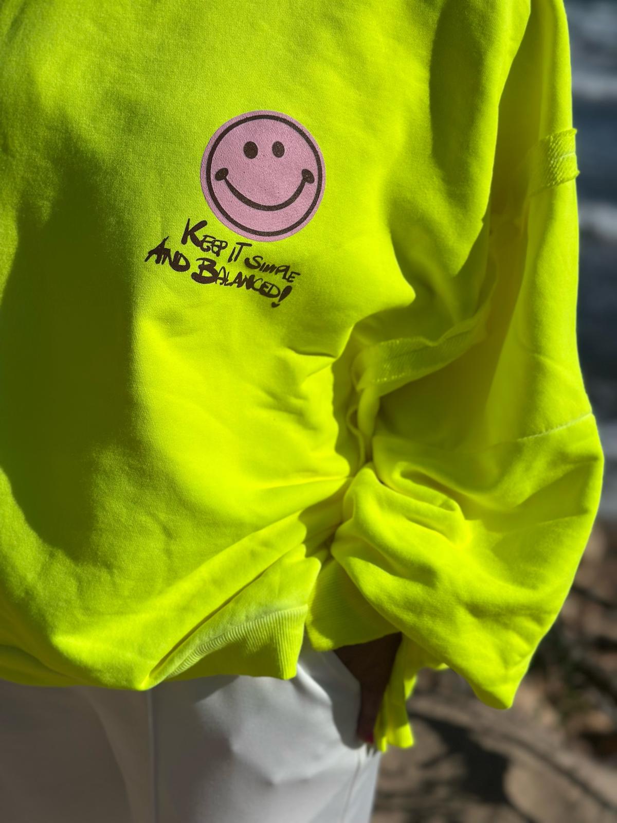 Smile Statement Sweatshirt „Keep it Simple & Balanced“ – NEON GELB