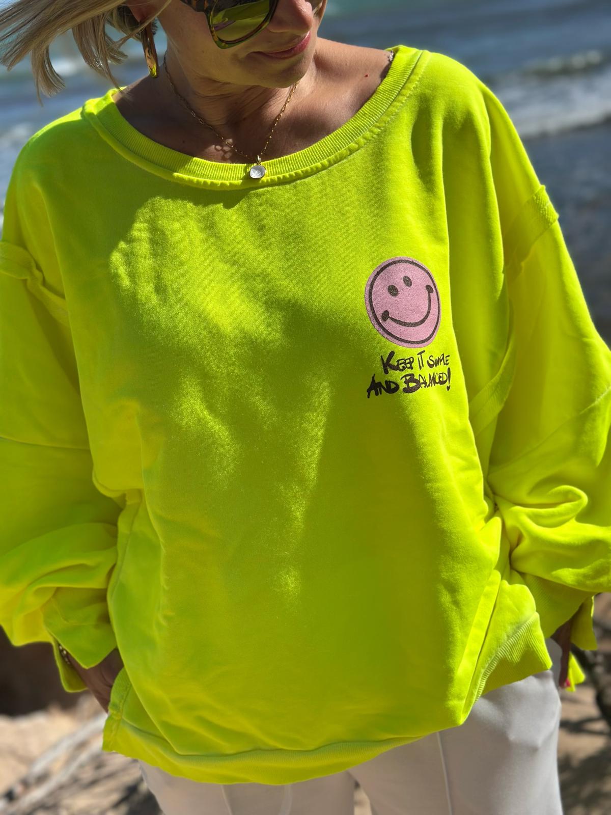 Smile Statement Sweatshirt „Keep it Simple & Balanced“ – NEON GELB