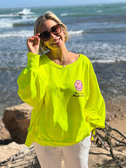 Smile Statement Sweatshirt „Keep it Simple & Balanced“ – NEON GELB