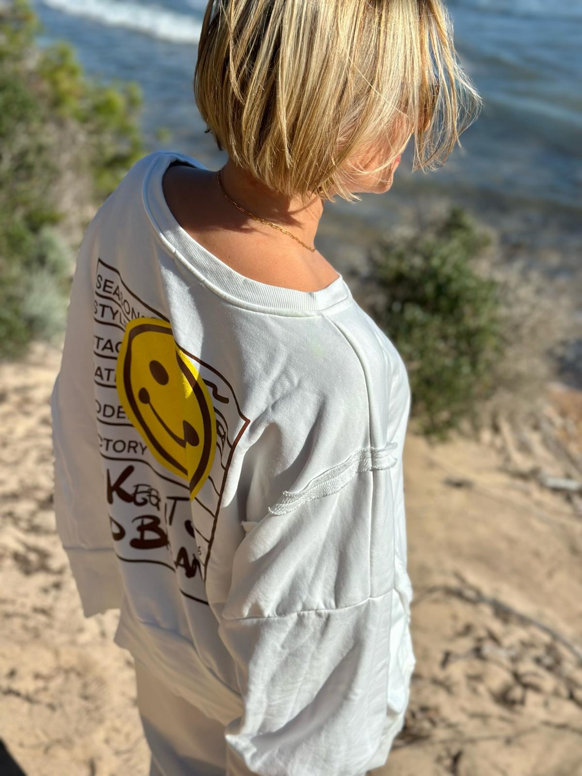 Smile Statement Sweatshirt „Keep it Simple & Balanced“ – WEISS