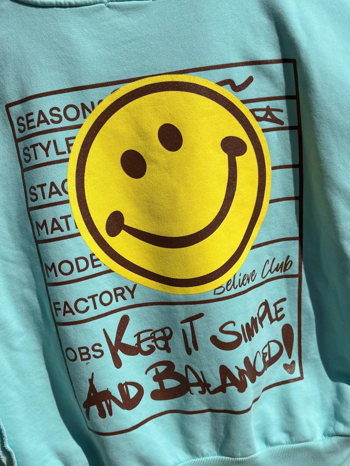 Smile Statement Sweatshirt „Keep it Simple & Balanced“ – NEON TÜRKIS