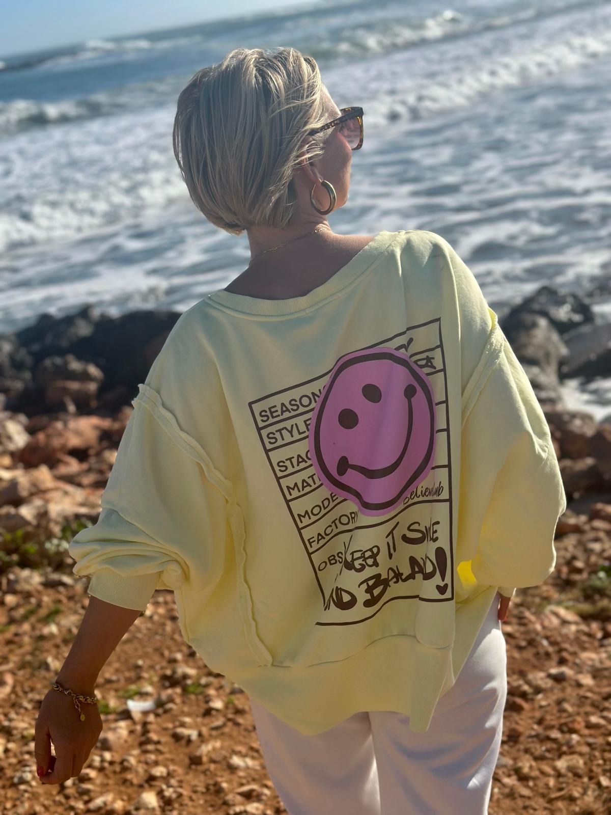 Smile Statement Sweatshirt „Keep it Simple & Balanced“ – PASTELL GELB