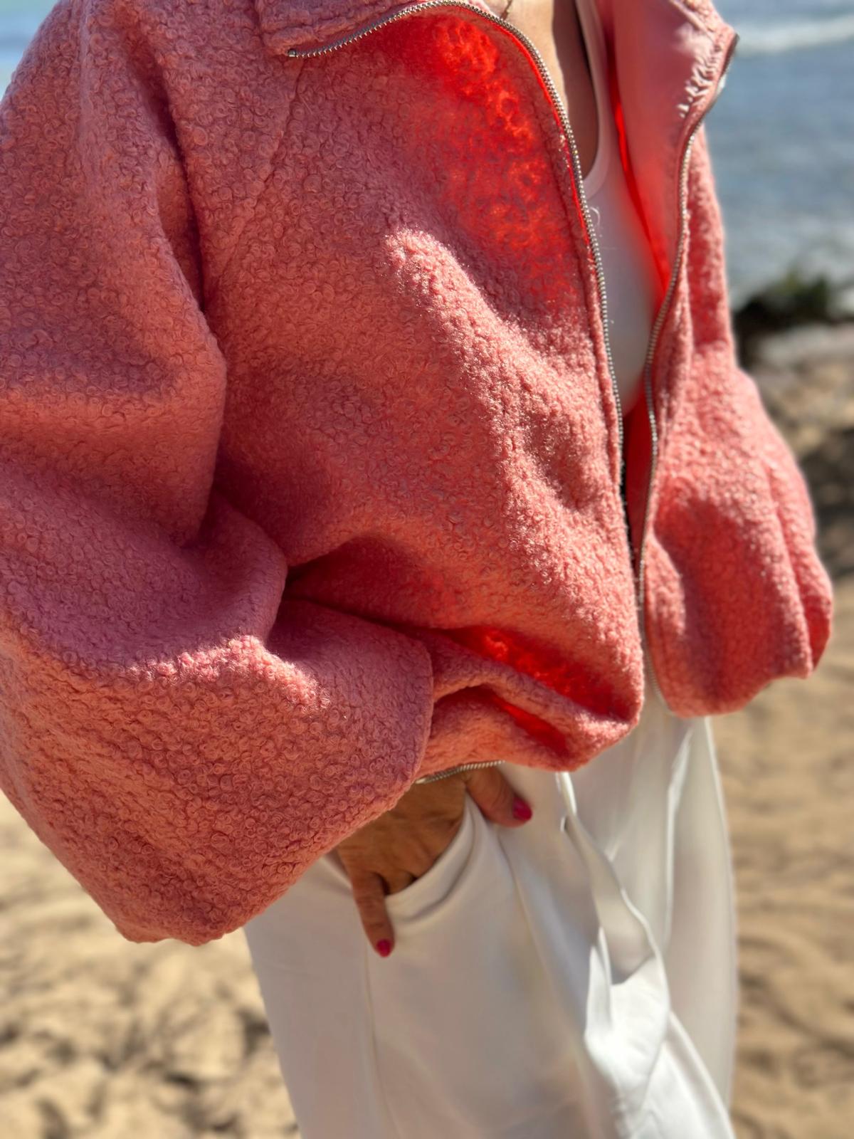 Soft Teddy Jacke – Coral Pink