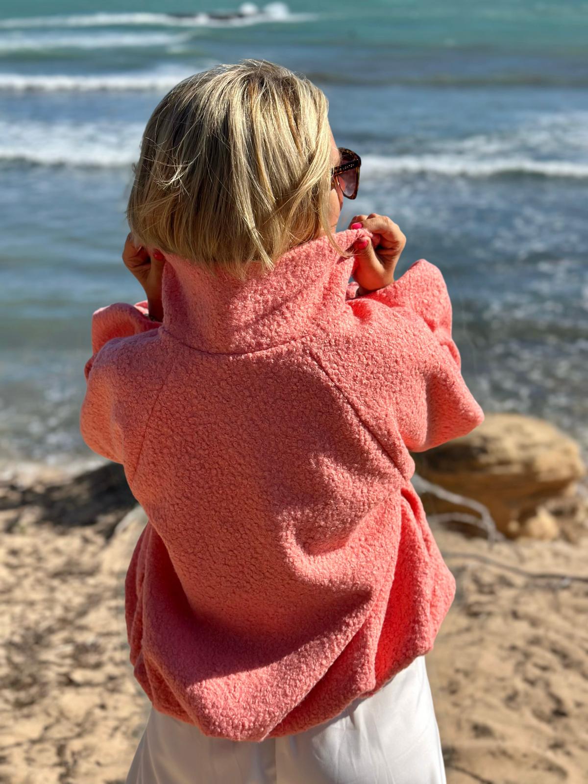 Soft Teddy Jacke – Coral Pink