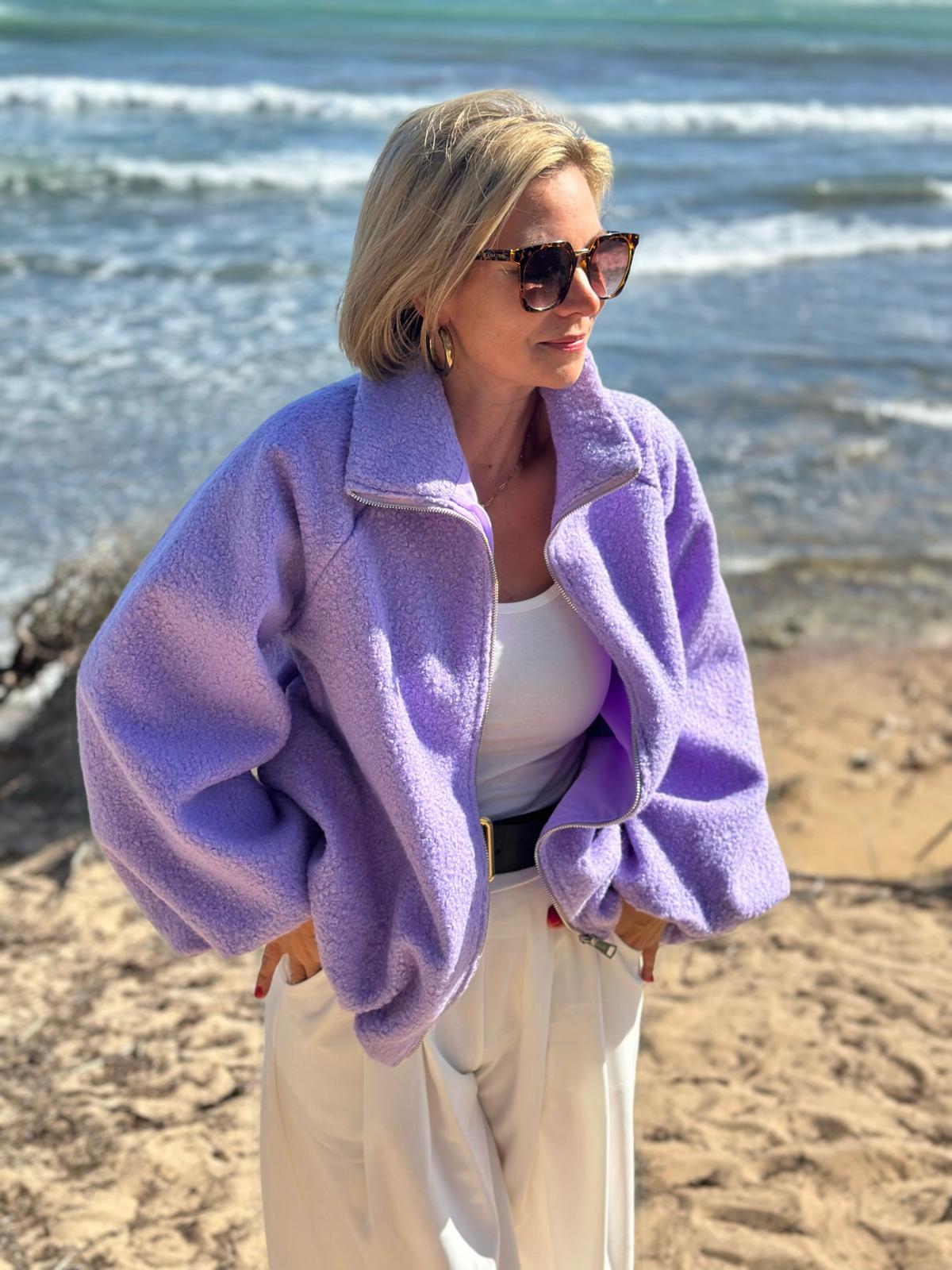 Soft Teddy Jacke – Funny Flieder