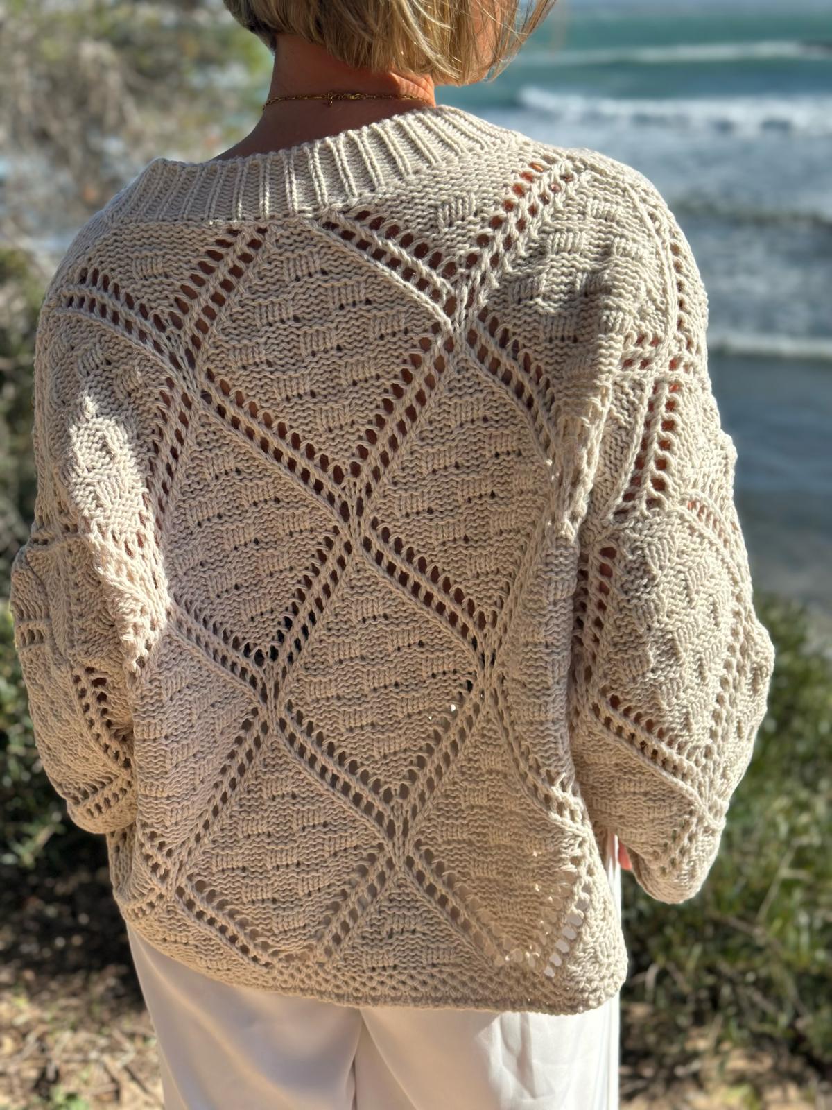 Strickpullover mit Ajourmuster – Soft Beige