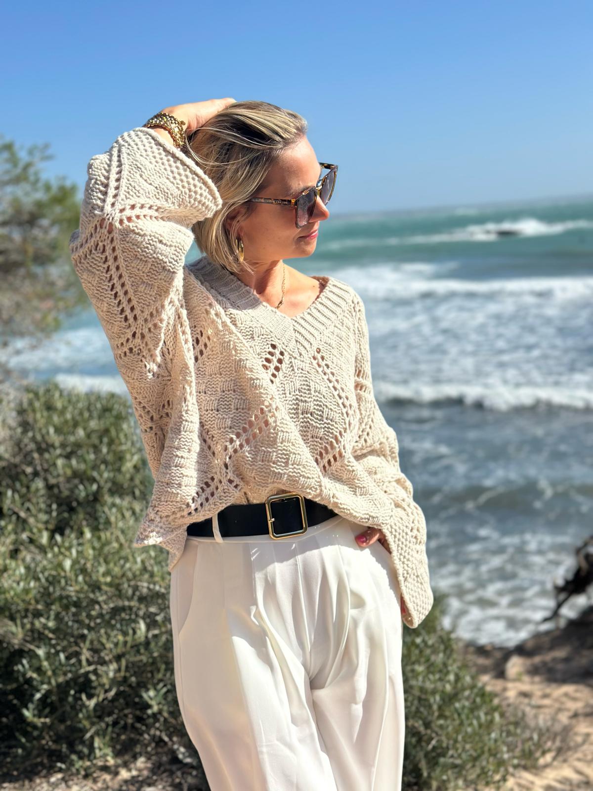 Easy Glam – Fließende High-Waist-Hose in Weiss