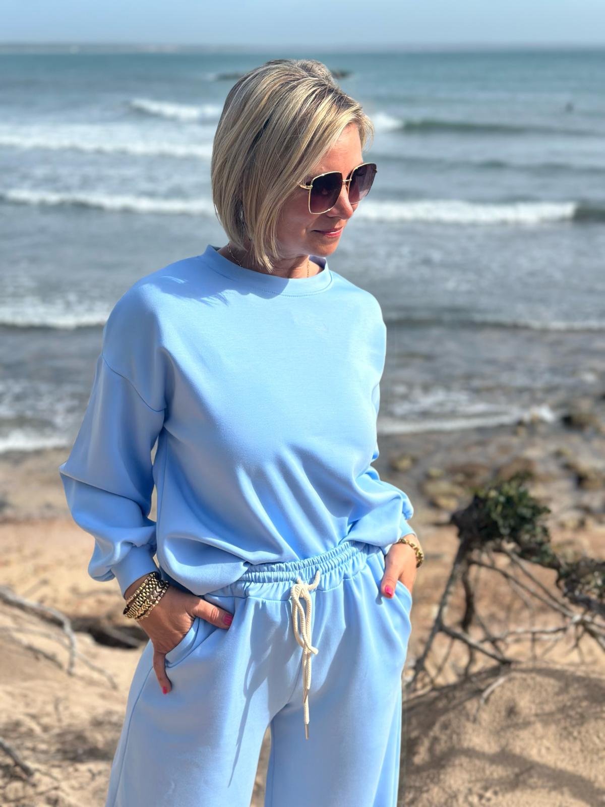 Soft Touch Sweatshirt in Hellblau