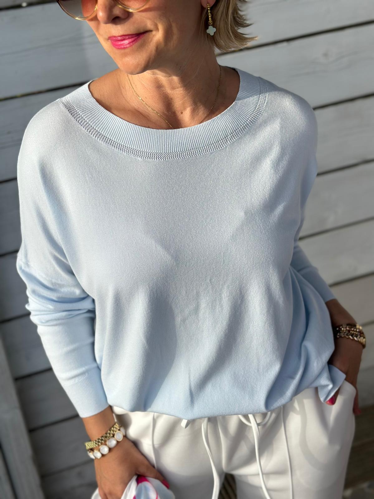 Soft Summer Knit – leichter Langarm-Pullover in Hellblau