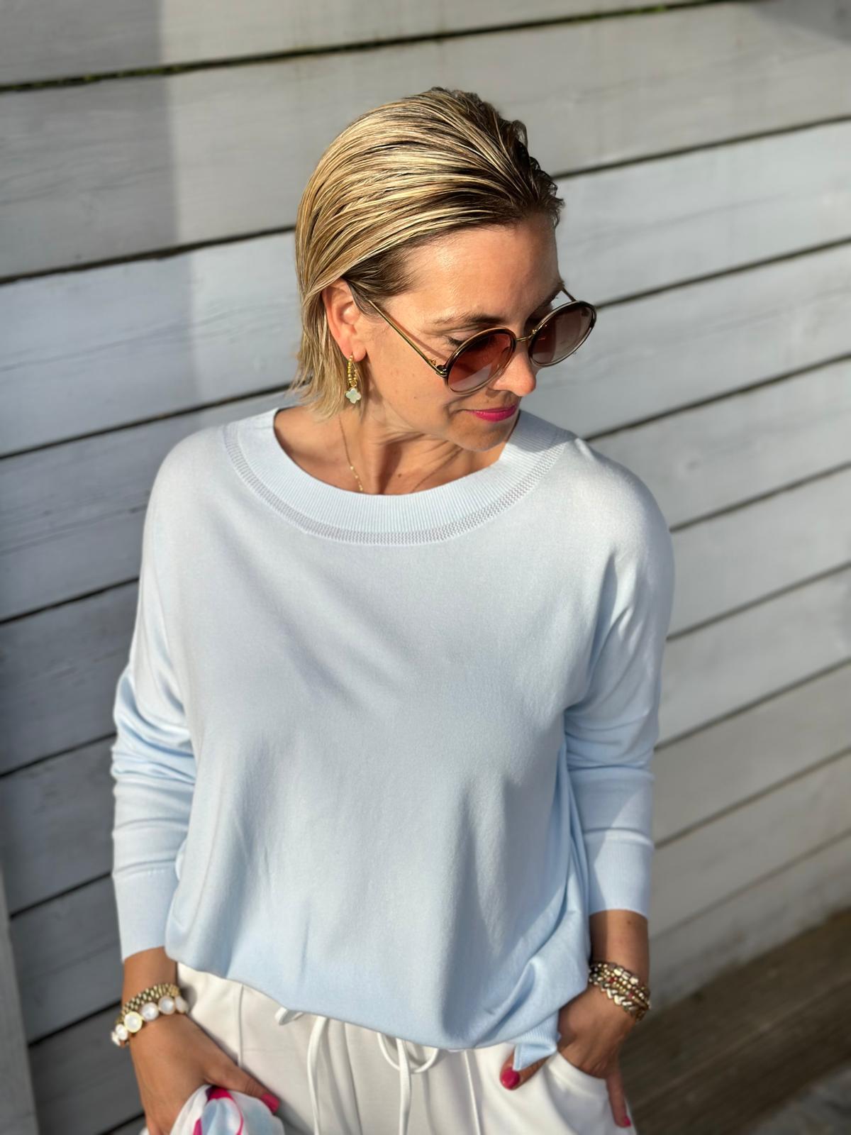 Soft Summer Knit – leichter Langarm-Pullover in Hellblau
