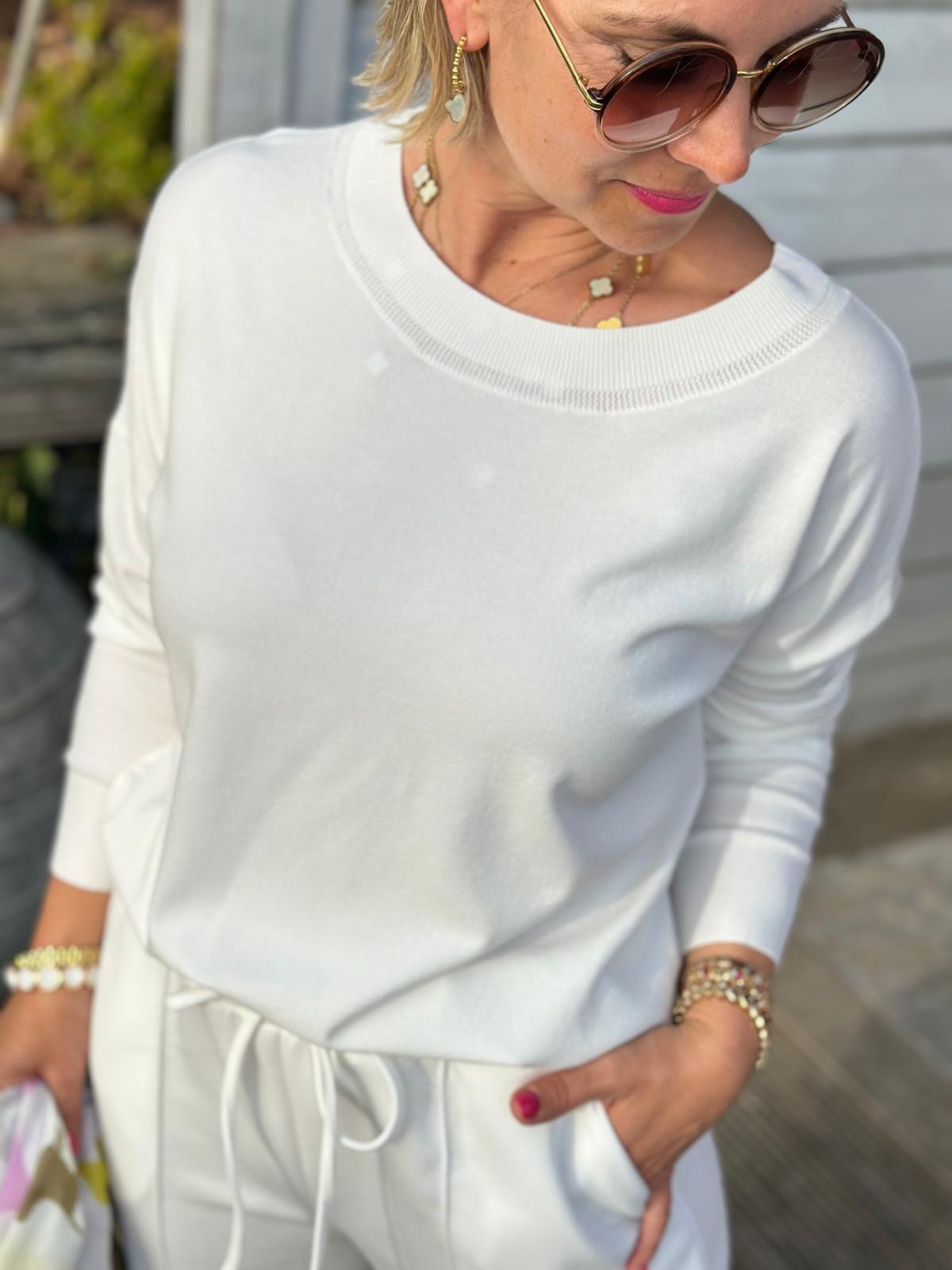 Soft Summer Knit – leichter Langarm-Pullover in Weiss
