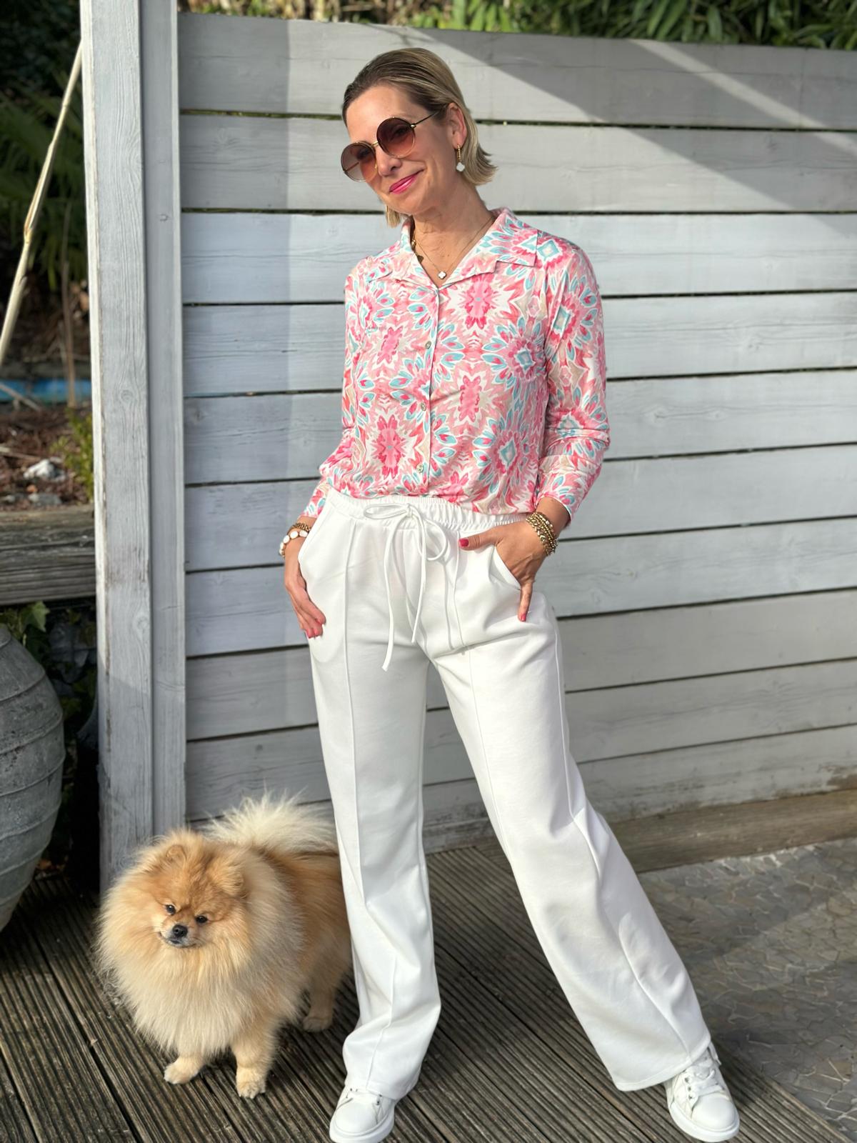 Bluse ‚Pink Riviera‘ – leichte Frühlingsbluse mit Ornament-Print