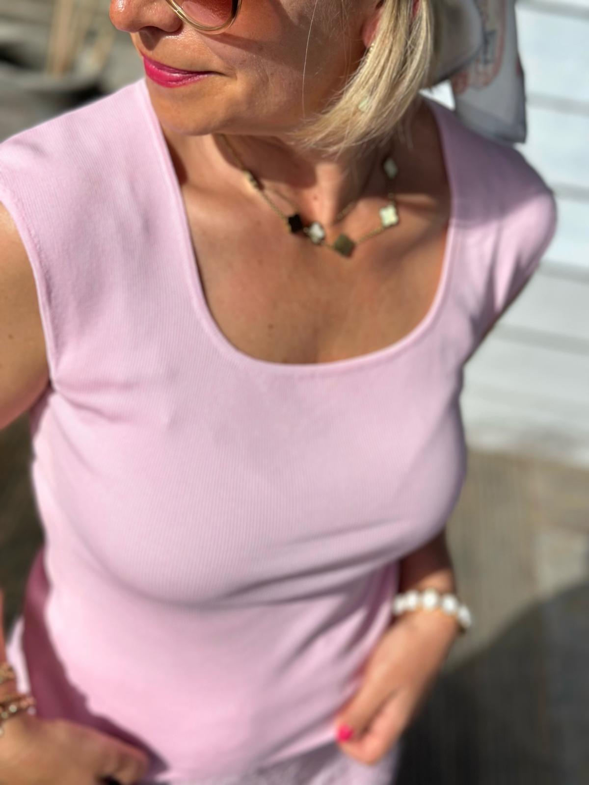 Basic Rib Top - in Rosé