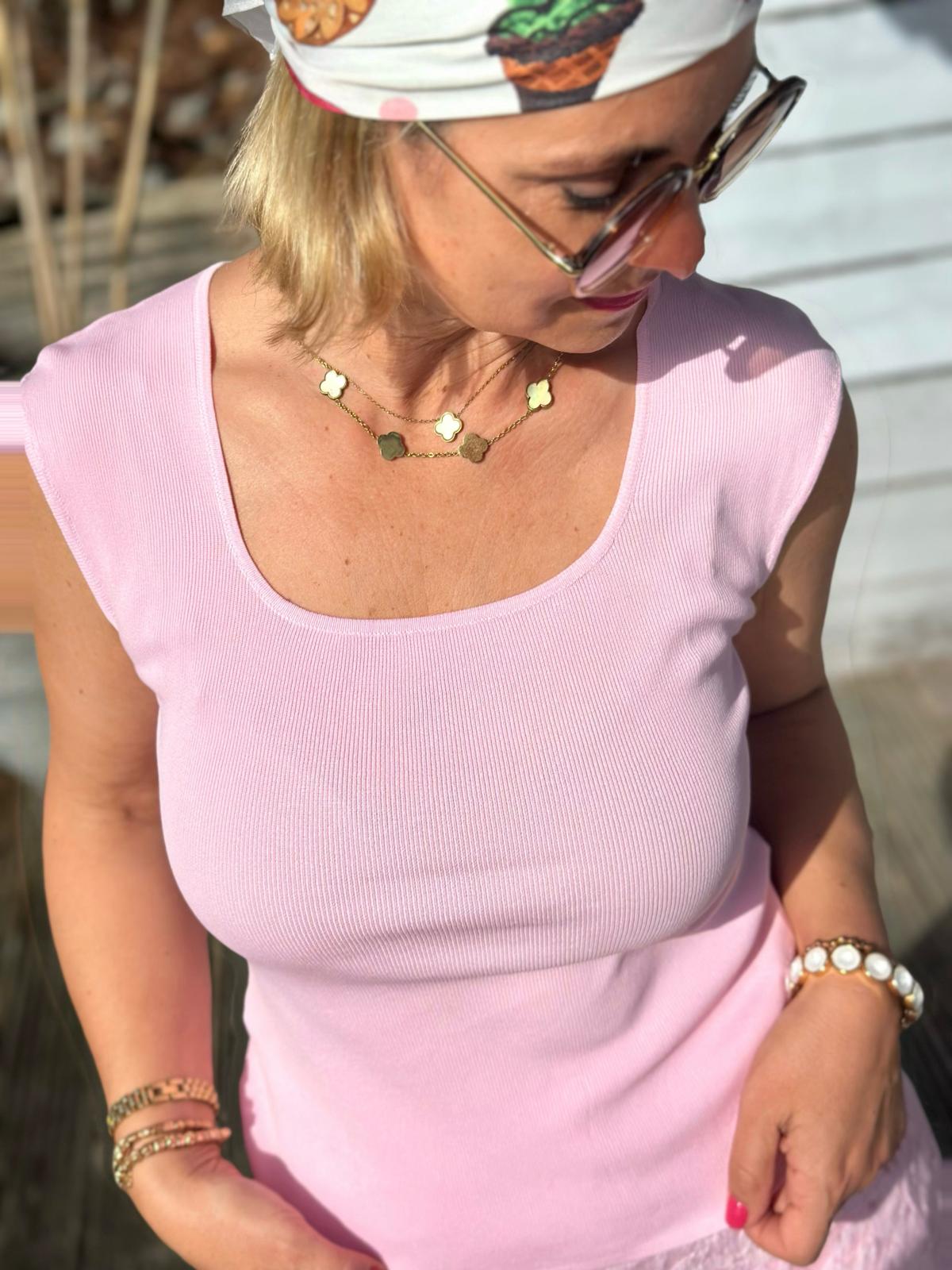 Basic Rib Top - in Rosé