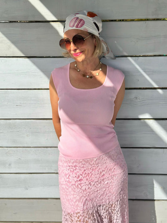 Basic Rib Top - in Rosé