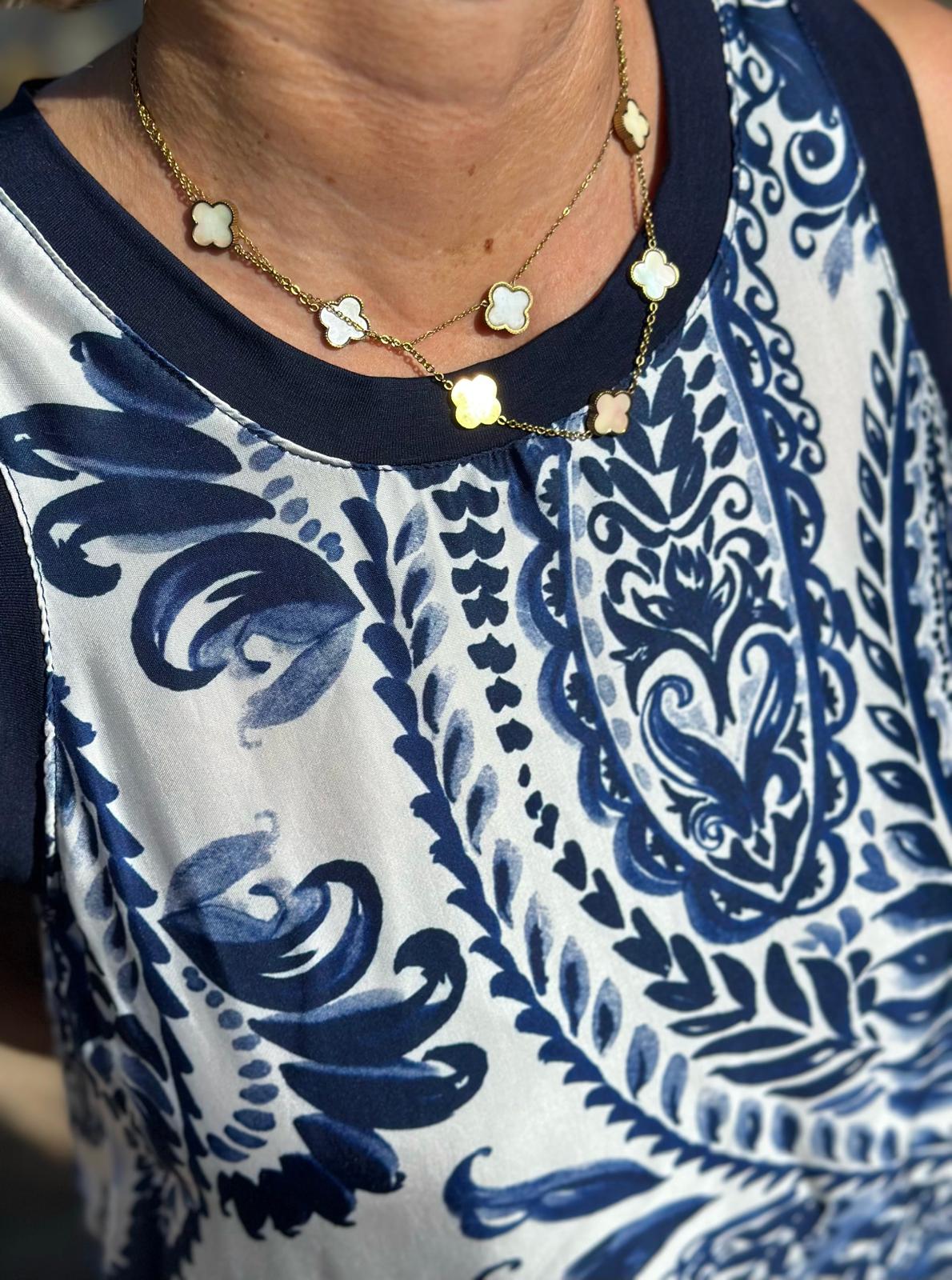 Maxikleid „Ocean Paisley“ - Weiss & Azure