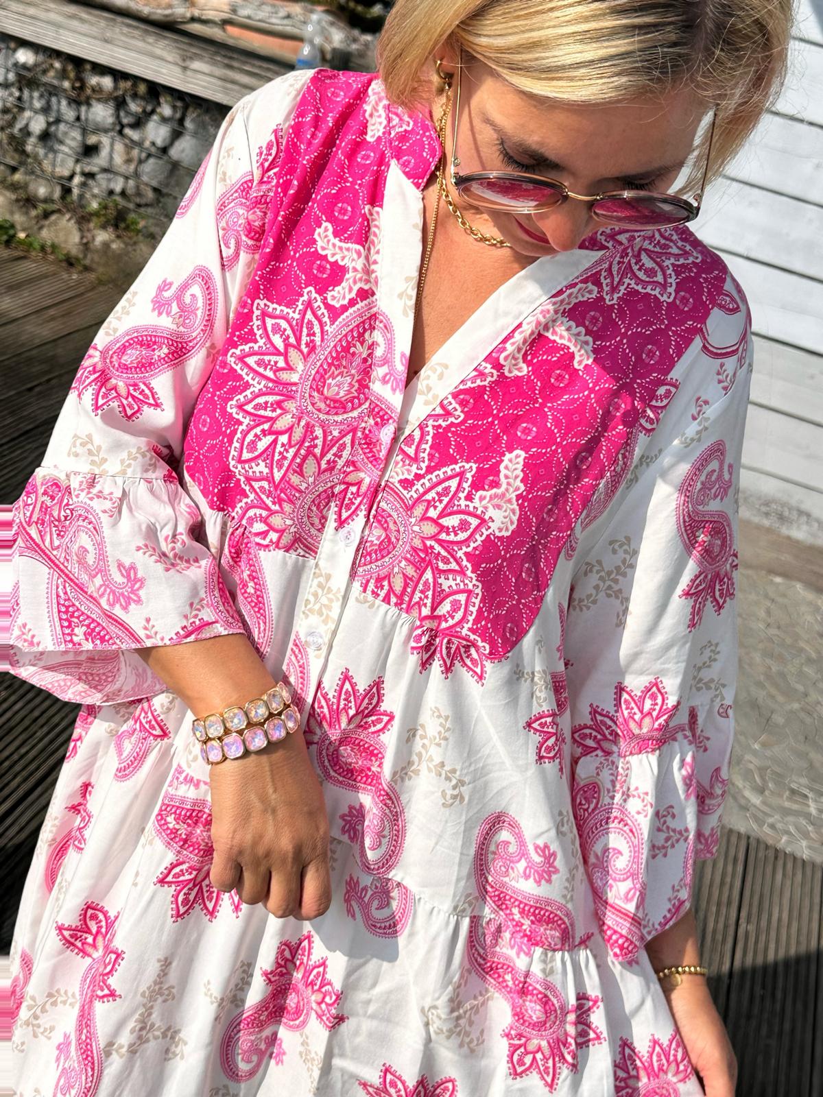 Boho Dream Kleid – Pink Paisley Love