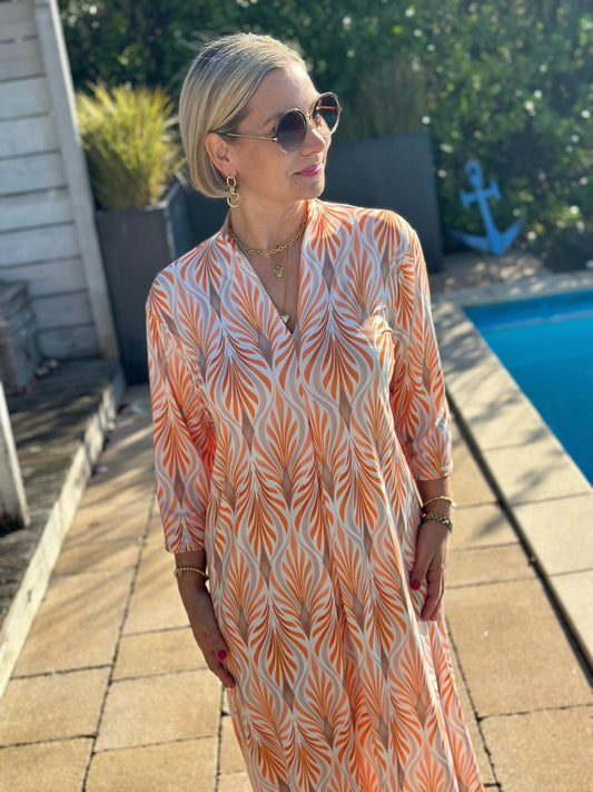 Elegantes Maxi-Kleid „Everyday Chic“ – Mallorca Orange