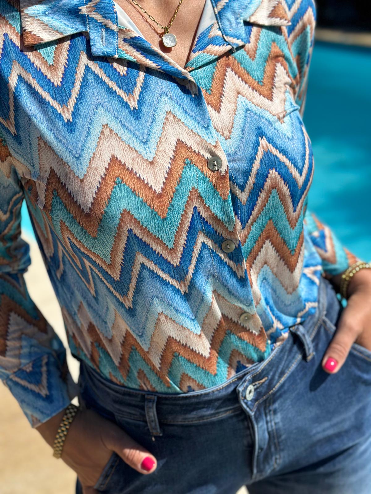 Bluse „ZigZag Love“ – in Blau